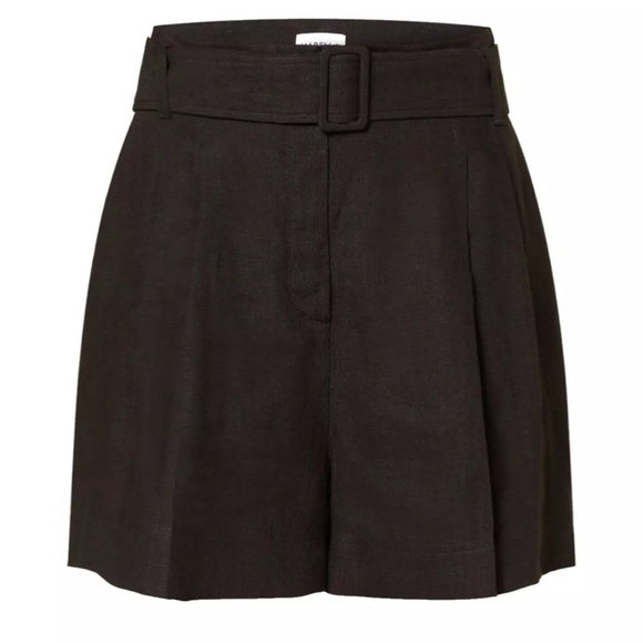MARELLA by Max Mara Panama Linen Pleated High Waist Belted Shorts Black NWT $225 - Picture 9 of 16